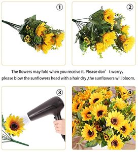Girasoles Artificiales de Seda para Exteriores, Ideales para Decoración de Bodas, Hogar, Otoño, Jardín, Fiestas y Centros de Mesa - Product Image 6