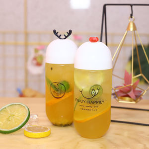 Nuevo Diseño Creativo Personalizable, Botella Vacía Transparente de 500 ml con Forma de Cápsula para Bebidas, Jugos de Frutas, Té con Leche Boba - Product Image 3