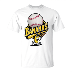 T-shirt de baseball Bananas blanc à col rond unisexe, chemise promotionnelle - Product Image 2