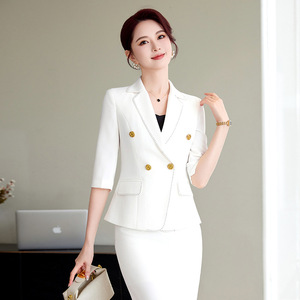 Women's Black Suit Jacket Three Quarter Sleeve Business Uniform Hotel Work Wear Summer 2025 - Product Image 4
