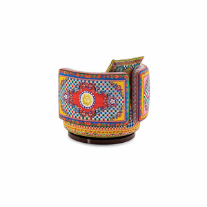 Silla <span class=keywords><strong>de</strong></span> tela con patrón <span class=keywords><strong>de</strong></span> estilo nacional <span class=keywords><strong>de</strong></span> elementos folclóricos geométricos personalizados clásicos sentido artístico ocio sofá individual silla giratoria - Product Image 5