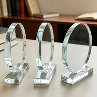 Trophée en verre cristal K5 rond personnalisé, design simple, à base de plaque en verre, pour gravure, vente en gros à prix abordable