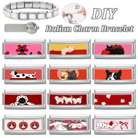 Bracelet à breloques italien en acier inoxydable, motif dessin animé mignon, à modules longs à assembler, bijou créatif multifonctionnel et charmant