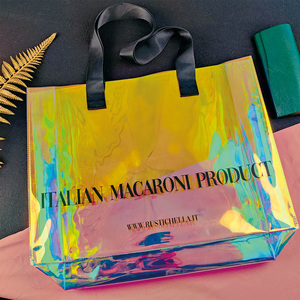Custom Holographic PVC Shopping <b>Clear</b> <b>Tote</b> Gift <b>Bag</b> Transparent Laser Beach Shopping <b>Bag</b> with Thick Rope Handle - Product Image 5