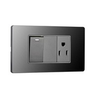 Enchufe universal de Italia 16A estándar de EE. UU., interruptor y enchufe de Panel de vidrio multienchufe de alta calidad 1/2 gang.