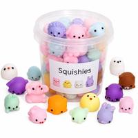Jouet moelleux en forme d'animal Mochi, anti-stress, boule sensorielle, jouets doux pour soulager le stress, coffret cadeau pour enfants et adultes, 24/30 pièces
