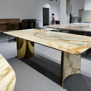 AJJ-SP106现代来源实力制造商意大利豪华不锈钢大理石销售桌