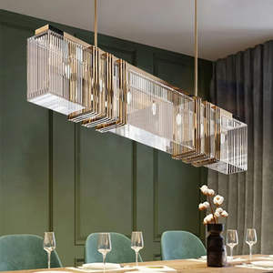 Lámpara colgante con marco de metal para comedor Rectangular de lujo moderno K9, candelabros de cristal Led, accesorios de iluminación - Product Image 3