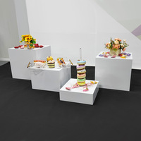 Buffet blanco Acrílico Mesa Riser Cube Display Nesting Risers Lucite Square Food Pedestal Box Display
