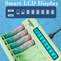 Support de charge rapide avec écran LCD intelligent 15W pour piles rechargeables AA AAA Li-ion NiMH, sortie 5V/3A