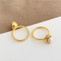Anillo de Moda para Mujer, Doble Capa Irregular, Chapado en Oro de 18K, Estilo Vintage, Resistente al Deslustre