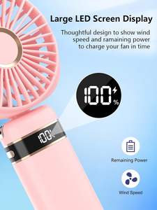 Le plus récent produit tendance 3000mah ventilateur de poche pliable 5 vitesses anglais plastique extérieur Portable avec lanière - Product Image 3