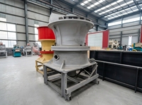 Concasseur à cône hydraulique à trois cylindres en acier avec pompe PLC pour le concassage secondaire de pierres, capacité 70-170t/h, granit, basalte