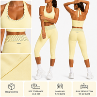 Ensemble de yoga 2 pièces grande taille pour femme, haut court dos nu à pois et short, sans couture, recyclable, pour la gym, l'entraînement et les loisirs