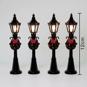 Đèn <span class=keywords><strong>LED</strong></span> mini hình đèn đường chạy pin SANWEI 2 chiếc, mô hình cảnh trong nhà, màu đen, đèn đứng Giáng sinh - Product Image 3