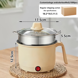 Marmite électrique en acier inoxydable avec couvercle en verre trempé, capacité de 1,8 L, utilisation domestique et extérieure, forme intégrée pour la cuisson à la vapeur - Product Image 4