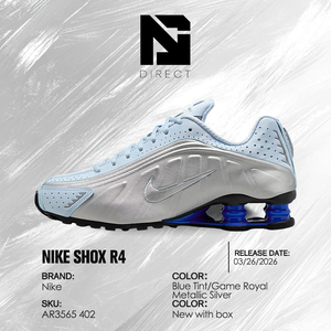 Nike Wmns Shox R4 'Blue Tint' Zapatillas para correr para mujer, parte superior de malla, transpirables, con cordones y tacón plano - Product Image 6