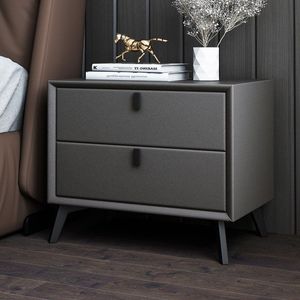 Tables de chevet modernes en bois et en cuir pour hôtels de luxe ou meubles de maison avec 2 tiroirs