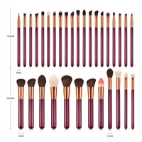 Set Kuas Make Up Profesional 32 pcs Bulu Sintetis Gagang Kayu Laris Manis, Logo Custom, Kualitas Tinggi