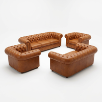 Ensemble de canapés Chesterfield 3+2+1 artisanal pour salon de villa de luxe, capitonnage diamant parfait, origine Chine, déballé