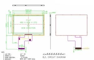 4.3인치 TFT LCD 디스플레이 480x272 풀뷰 IPS 모듈 전체 시야각 40핀 RGB 인터페이스 24비트 컬러 LED 백라이트 500CD/M - Product Image 5
