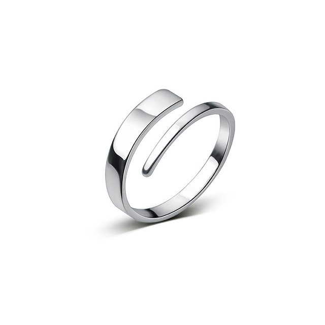 Minimalist Open Statement Rings S925 Sterling Silver Double Layers Stacking Ring Finger Band Jewelry for Women Adjustable