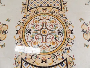 Doğal mermer taş su jeti madalyon panel desen villa için seramik karo zemin duvar karosu kakma mozaik iç