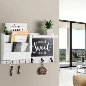<span class=keywords><strong>Porte</strong></span>-clés et <span class=keywords><strong>porte</strong></span>-<span class=keywords><strong>courrier</strong></span> <span class=keywords><strong>mural</strong></span> en bois moderne personnalisable blanc multifonctionnel pour la décoration de salon - Product Image 2