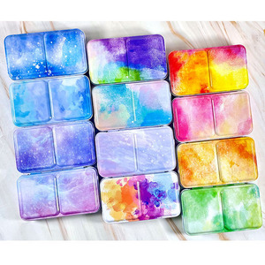XinyiArt vente en gros vide <span class=keywords><strong>aquarelle</strong></span> demi-casserole Palette boîte en métal Palette <span class=keywords><strong>peinture</strong></span> étui <span class=keywords><strong>aquarelle</strong></span> plateau stockage étain Palette boîte - Product Image 2