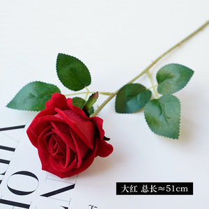 Capullos de Rosa de Terciopelo Artificiales de un Solo Tallo, Estilo Europeo, para Decoración del Hogar, Bodas, Arreglos Florales, Venta al por Mayor - Product Image 6