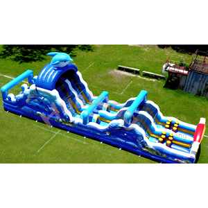 Juegos de Obstáculos Inflables Comerciales con Temática de Ballenas y Océano, Pared de Escalada, Pista de Obstáculos Inflable Colorida para Fiestas - Product Image 2