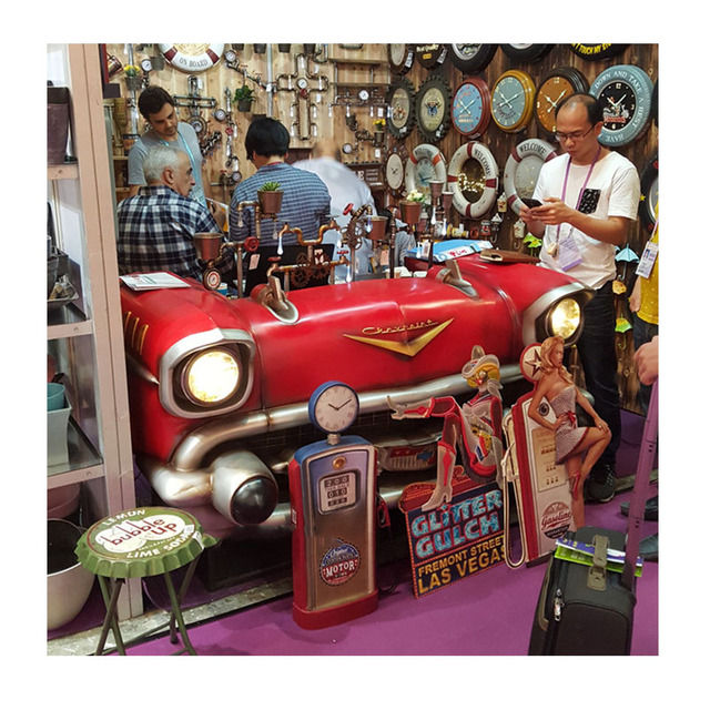 Wholesale Factory Custom Metal Vintage Red Oil Drums Dispenser Fuel Model Bar Decoration Metal Crafts Fuel Dispensers