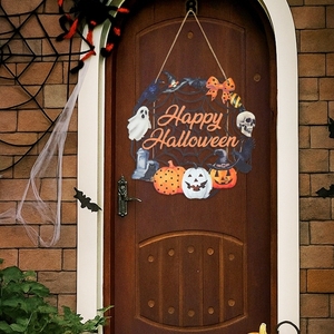 Decorazione da Appendere alla Porta Personalizzabile, in Legno, con Zucca, Strega, Fantasma e Pipistrello per Feste, Decorazioni di Halloween in Legno - Product Image 3