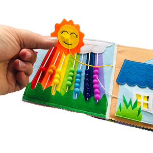 Libro di lavoro sensoriale all'ingrosso per i più piccoli regalo di compleanno del bambino; Montessori ispirato a fatto del libro tranquillo del bambino <span class=keywords><strong>autistico</strong></span> in feltro - Product Image 2