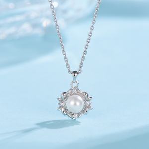 S925 Sterling Silver Fine <strong>Pendant</strong> <strong>Necklace</strong> for Women Elegant Simple Design Gold-Plated Flower Clavicle Chain Versatile <strong>Pearl</strong> - Product Image 4