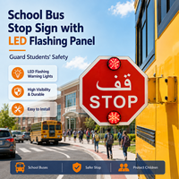 Panneau Stop pour Bus Scolaire à Bras Rétractable Électrique avec Lumière Clignotante LED et Panneau Réfléchissant – Accessoires de Système d'Avertissement de Sécurité Routière