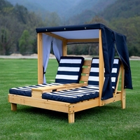 Chaise longue de plage d'enfants-Canapé pliable extérieur avec dossier, double siège pour le farniente d'animal familier de jardin d'enfants
