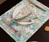 Napperons de table modernes en tissu double face 100 % coton, imprimé feuillage de fruits mélangés, antidérapants et lavables, pour mariage et décoration intérieure