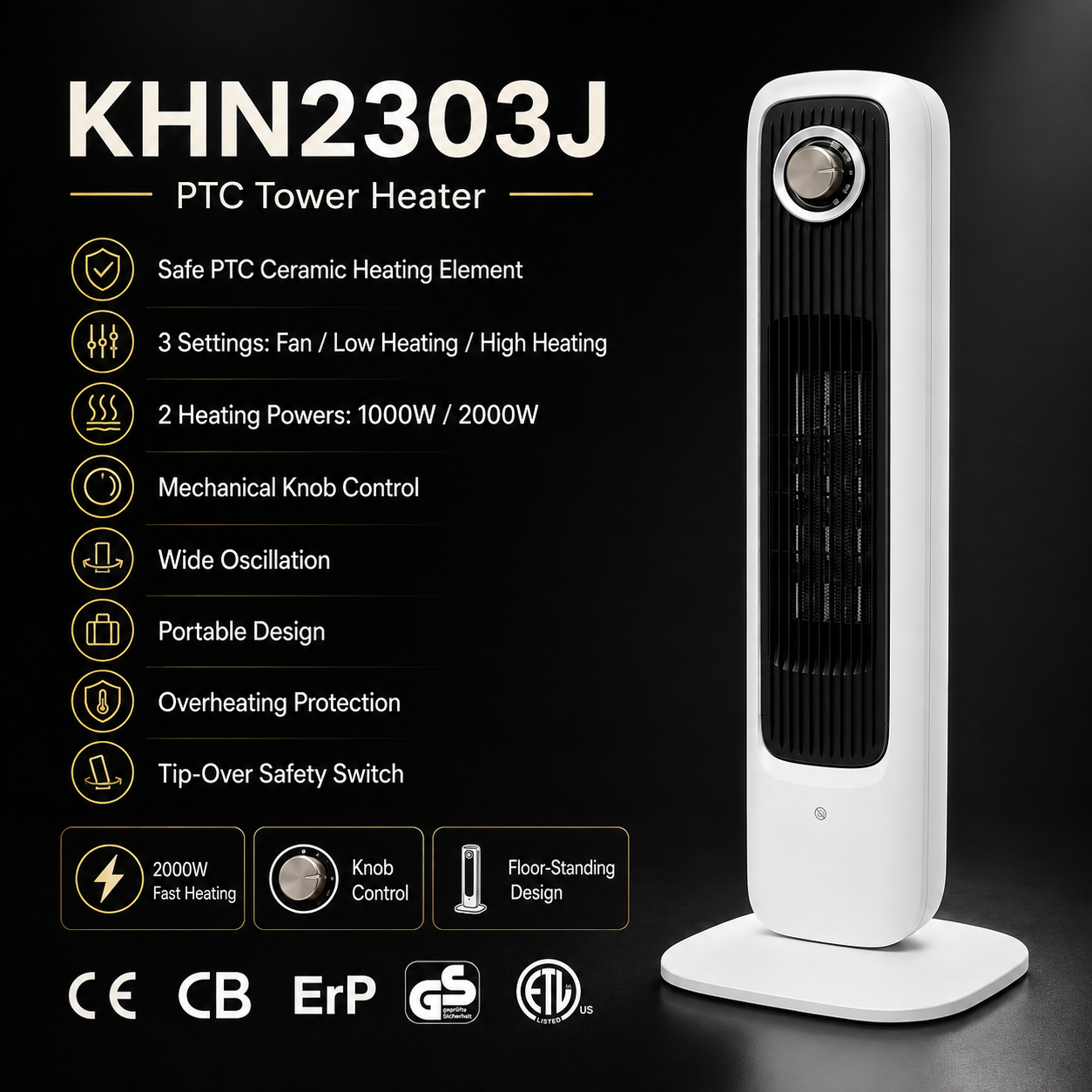 <strong>2026</strong> Trending Safe Overheat Protection Vertical Touch Control Overheat Protection Portable <strong>Heater</strong>