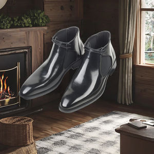 Botas Chelsea de Piel Sintética para Hombre, Antideslizantes, Estilo Chukka de Invierno, Punta Redonda, Logotipo Bordado - Product Image 2