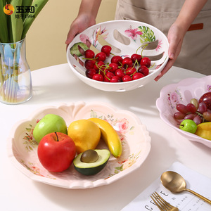 Five-in-one Food Grade Fruit Plate Round Flower Pattern Multi-functional Party Dishes - Product Image 3