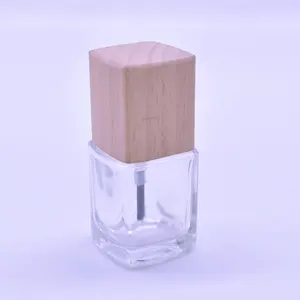 15毫升方形清除指甲油油玻璃瓶凝胶抛光容器与木盖