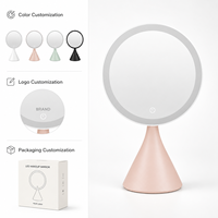 Miroir de Maquillage LED Tactile Rond Rechargeable à Intensité Variable 3 Couleurs Style Simple et Tendance pour Bureau Haute Fonctionnalité Cadeau d'Anniversaire