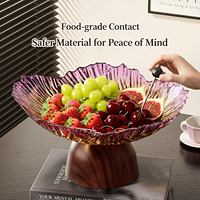 Nouvelle assiette à fruits en plastique de luxe, transparente dégradée, en forme de pétale, de qualité alimentaire, plat de service pour desserts, bol à bonbons avec base pour fêtes et banquets