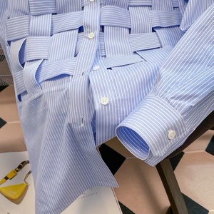 Camisas a Rayas de Manga Larga Azules para Mujer, Primavera 2026, Cuello Polo, Elegantes y Frescas, Venta al Por Mayor - Product Image 3