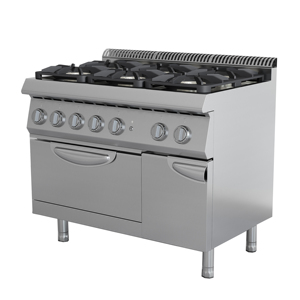 موقد غاز تجاري من الفولاذ المقاوم للصدأ، معدات مطبخ، موقد غاز بـ 6 شعلات مع فرن، موقد متعدد الاستخدامات مع وعاء فخاري - Product Image 1