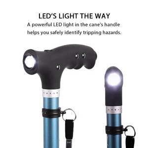 Customized Nordic light Led light 3 rubber feet cover Adjustable folding old Canes for elderly people - Product Image 3