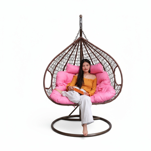 <span class=keywords><strong>Fauteuil</strong></span> suspendu double en rotin gris moderne avec support, <span class=keywords><strong>design</strong></span> tendance, idéal pour jardin, patio, balcon extérieur - Product Image 2
