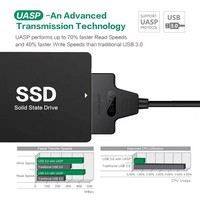 Câble adaptateur convertisseur USB 3.0 vers SATA III 22 broches pour disque dur SSD/HDD 2,5 pouces, 5 Gbit/s