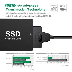 Cable Adaptador Convertidor USB 3.0 a SATA <span class=keywords><strong>de</strong></span> 22 Pines para Discos Duros HDD y SSD <span class=keywords><strong>de</strong></span> 2.5 Pulgadas, 5Gbps - Product Image 2